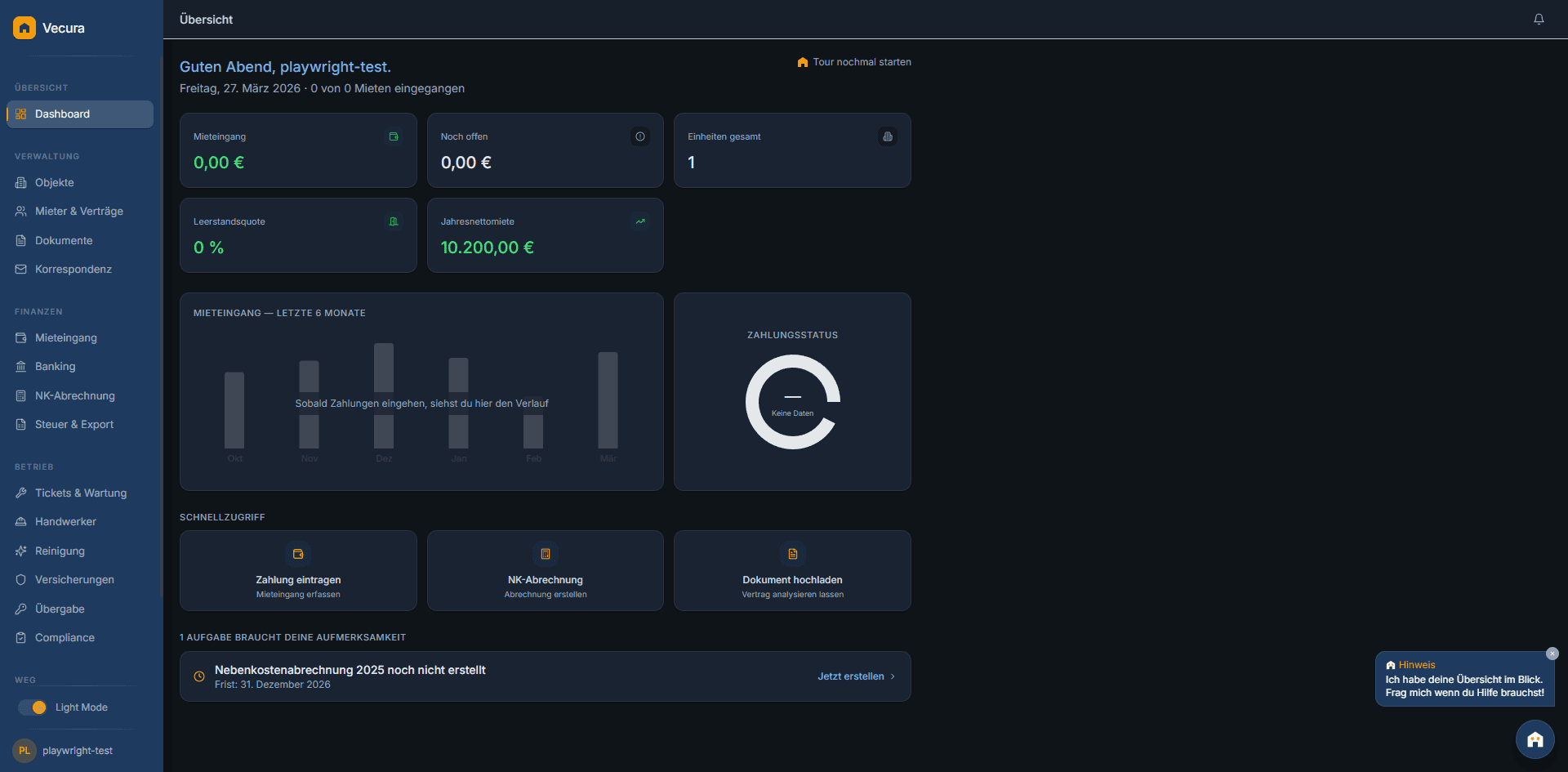 Vecura Dashboard, Dark Mode
