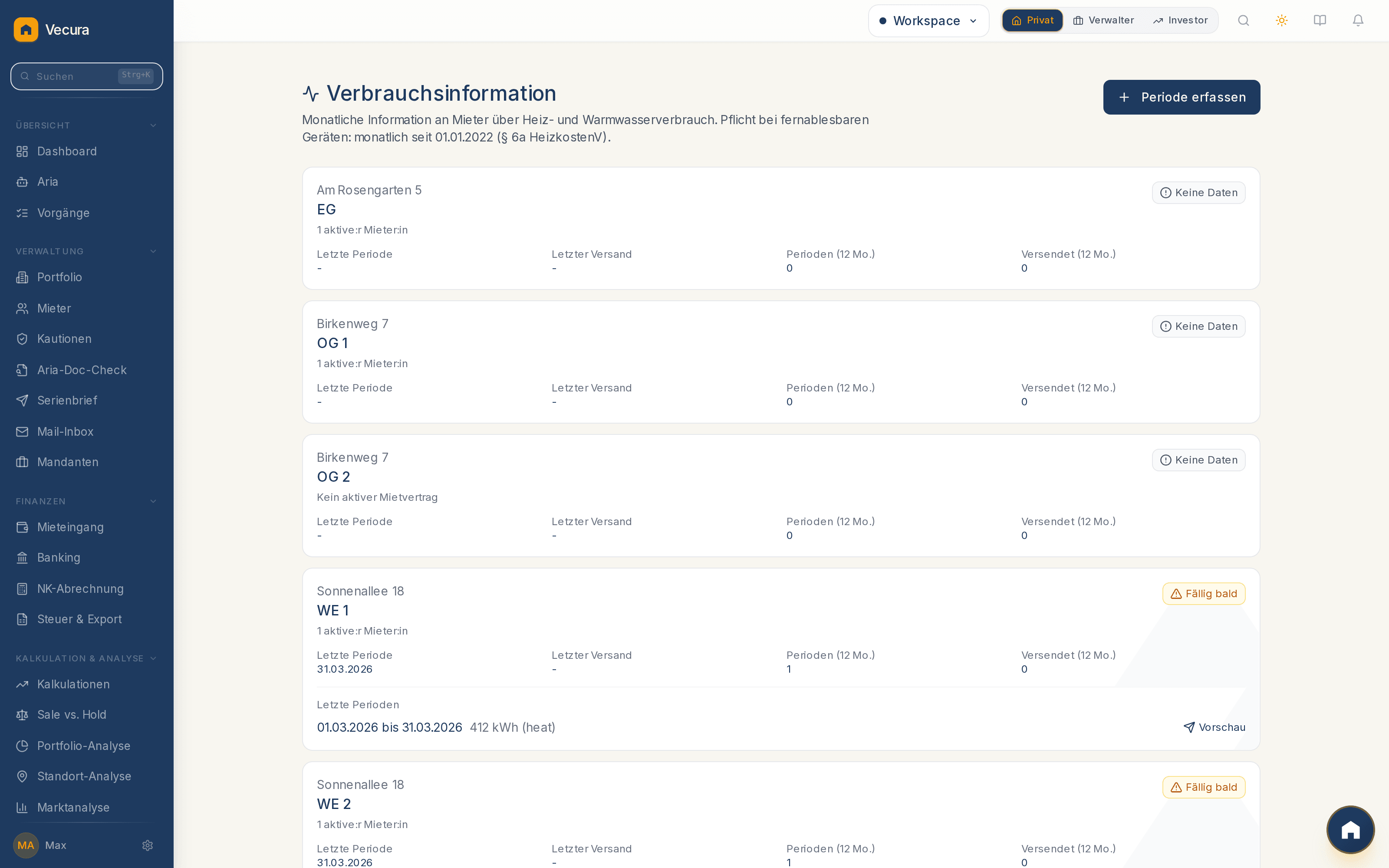 Vecura UVI-Modul, drei Einheiten mit Periode 'Keine Daten'